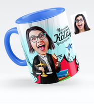 BK Gift Kişiye Özel Bayan Avukat Karikatürlü Mavi Kupa Bardak  2