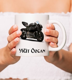 Kişiye Özel Motor Tasarımlı Beyaz Kupa Bardak