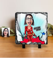 BK Gift Kişiye Özel Şeytan Kadın Karikatürlü Dekoratif Doğal Taş  1