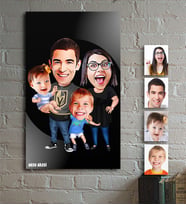 BK Gift Kişiye Özel Aile Karikatür Ahşap Tablo - 3