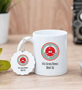 İnfaz Koruma Memuru Beyaz Kupa Bardak Ve Anahtarlık Set