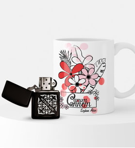 BK Gift Kişiye Özel Canım Annem Çakmak ve Kupa Seti - 16 (Model 1)