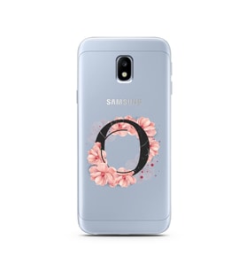 Pembe Çiçekli Harf Tasarım Süper Şeffaf Silikon Telefon Kılıfı Samsung J3 Pro O-