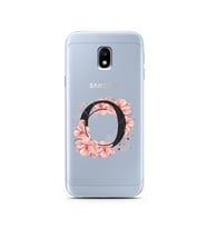 Pembe Çiçekli Harf Tasarım Süper Şeffaf Silikon Telefon Kılıfı Samsung J3 Pro O-