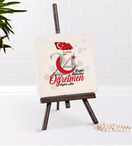 BK Gift Kişiye Özel Bugün Günlerden Öğretmen Şovaleli Doğal Taş-2 (Beyaz)