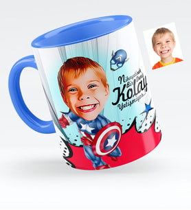 BK Gift Kişiye Özel Erkek Çocuk Karikatürlü Mavi Kupa Bardak  2