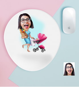 BK Gift Kişiye Özel Ev Hanımı Karikatürlü Bilek Destekli Mouse Pad-1 (Beyaz)