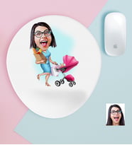 BK Gift Kişiye Özel Ev Hanımı Karikatürlü Bilek Destekli Mouse Pad-1 (Beyaz)