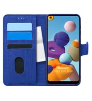 Microsonic Samsung Galaxy A21 Kılıf Fabric Book Wallet Lacivert