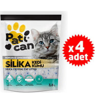 4 ADET PATİCAN SİLİKA KRİSTAL KEDİ KUMU 3.8 LT