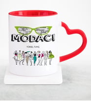 BK Gift Kişiye Özel Mesleki Modacı Kırmızı Kalpli Kupa Bardak