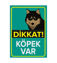 MIGNATIS - Dikkat Köpek Var Mavi Renk Levhası Husky - Sac Malzeme 50x70cm