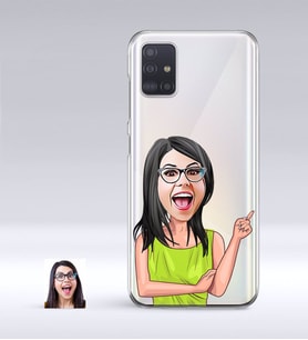 BK Gift Kişiye Özel Bayan Karikatürlü Samsung Galaxy A51 İnce Şeffaf Silikon Telefon Kapağı-19 (Beyaz)