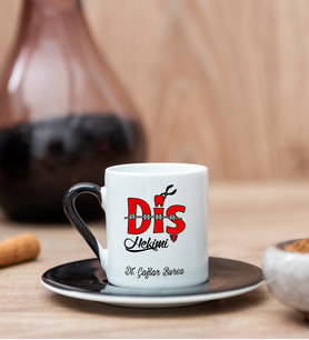 Diş Hekimi Tasarım Siyah Türk Kahvesi Fincanı