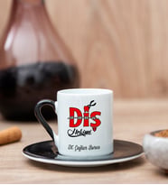 Diş Hekimi Tasarım Siyah Türk Kahvesi Fincanı