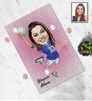 Kişiye Özel Sporcu Karikatürlü A4 99 Parça Puzzle Bayan-2