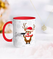BK Gift Kişiye Özel Yılbaşı Mutlu Yıllar Kırmızı Kupa ve Kar Tanesi Kolye-11 (Model 1)