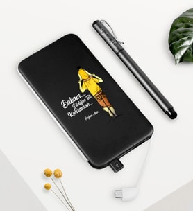 BK Gift Kişiye Özel Babam Bildiğim Tek Kahraman Siyah 5000 mAh Powerbank ve Kalem Seti (Model 1)