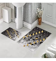 Banyo Halısı Ikili Klozet Takımı Kaymaz Tabanlı (60 xm x 100 cm + 40 cm x 60 cm)  (Gri)