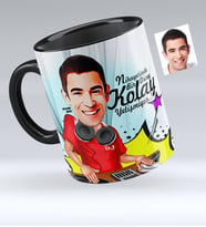 BK Gift Kişiye Özel Bay Dj Karikatürlü Siyah Kupa Bardak  1