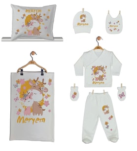Pia Baby GL 1933-06 İsme Özel Yastık Battaniye Zıbın Set