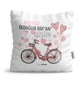 BK Gift Kişiye Özel Mutlu Olduğun Biran Düşün Dekoratif Yastık