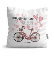 BK Gift Kişiye Özel Mutlu Olduğun Biran Düşün Dekoratif Yastık