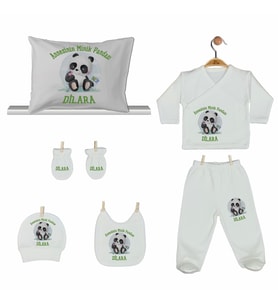Pia Baby GL 2009 İsme Özel Pandalı Yastık Zıbın Set