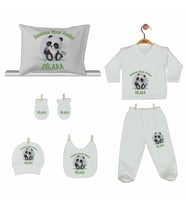 Pia Baby GL 2009 İsme Özel Pandalı Yastık Zıbın Set