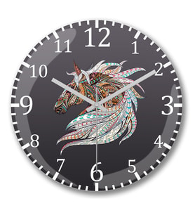 Color Horse 2 Duvar Saati Bombeli Gercek Cam
