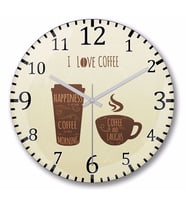 I Love Coffe Duvar Saati Bombeli Gercek Cam