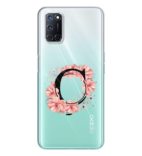 Pembe Çiçekli Harf Tasarım Süper Şeffaf Silikon Telefon Kılıfı Oppo A52-A72 Ç-Ha