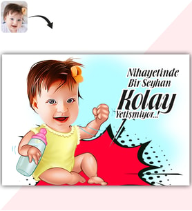 BK Gift Kişiye Özel Kız Bebek Karikatür Baskılı Yaş Pasta Üzeri Yenilebilir Şekerli Kağıt  1(Sadece Kağıt)