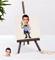 BK Gift Kişiye Özel Erkek Kimya Öğretmeni Karikatürlü Şovaleli Doğal Taş-3 (Beyaz)