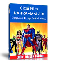 Çizgi Film KAHRAMANLARI Boyama Kitap Seti 6 Kitap