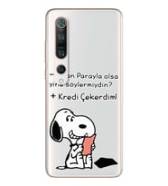 Snoopy Tasarımlı Süper Şeffaf Silikon Telefon Kılıfı Xiomai Mi10- Mi 10 Pro