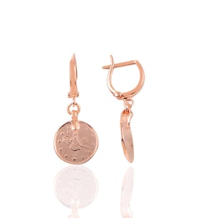 Söğütlü Silver Gümüş rose Osmanlı tuğralı küpe