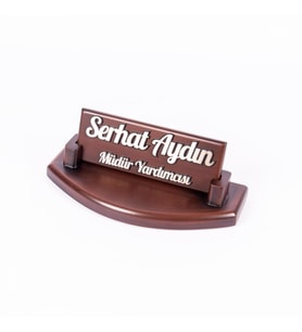 Kabartma Yazılı Ekonomik Masa İsimlik Ahşap Ofis Masa üstü İsimliği Arkadaş İş Hediyesi