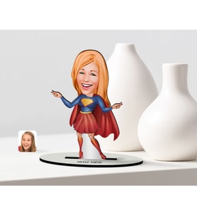 BK Gift Kişiye Özel Süper Anne Karikatür Ahşap Biblo  1