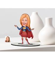 BK Gift Kişiye Özel Süper Anne Karikatür Ahşap Biblo  1