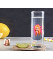 BK Gift Kişiye Özel Renkli Baskılı Kadın Karikatürlü Vodka Bardağı-31 (Beyaz)