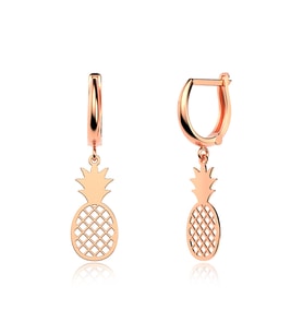 Sade Ananas Rose Gümüş Küpe