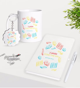 BK Gift Kişiye Özel Canım Öğretmenim Kupa Anahtarlık Beyaz Defter Kalem Hediye Seti-3 (Model 1)