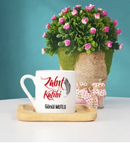 Zabıt Katibi Ahşap Altlıklı Türk Kahvesi Fincanı