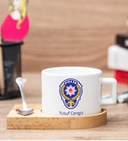 Polise Hediye Ahşap Altlıklı Fincan