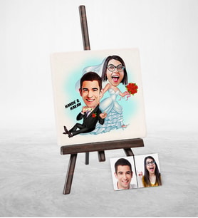 BK Gift Kişiye Özel Evleniyoruz Karikatür Şovaleli Doğal Taş  2