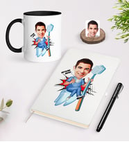 BK Gift Kişiye Özel Bay Diş Hekimi Karikatürlü Beyaz Defter Kalem Siyah Kupa Seti - 2 (Model 1)