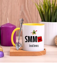 Mali Müşavir Ahşap Altlıklı Sarı Kupa Bardak