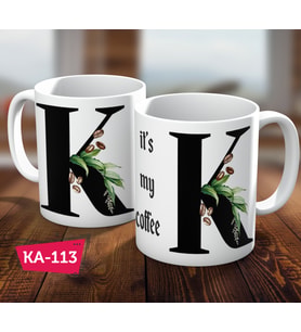 K Harf Baskılı Hediyelik Kahve Kupa Bardak