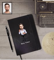 Kişiye Özel Erkek Karikatürlü Siyah Defter Kalem Hediye Seti   Bay-13